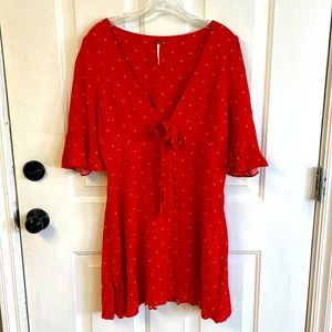 Free People. Size 4. Red and yellow polka dot dress